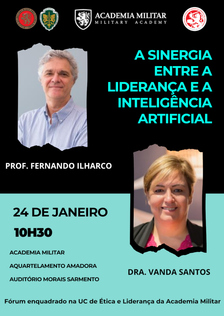 Academia Militar: Palestra "Sinergia entre Liderança e Inteligência Artificial" Cartaz Forum 724x1024